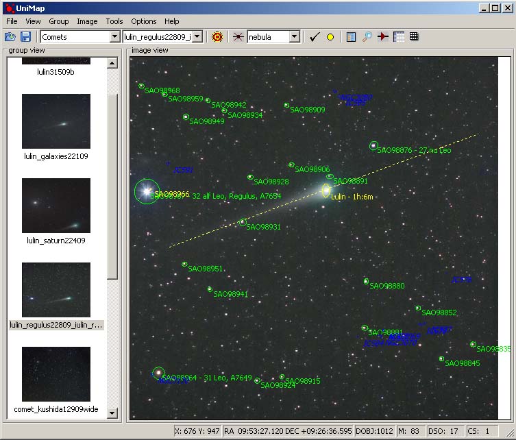 Detection of Lulin comet/path