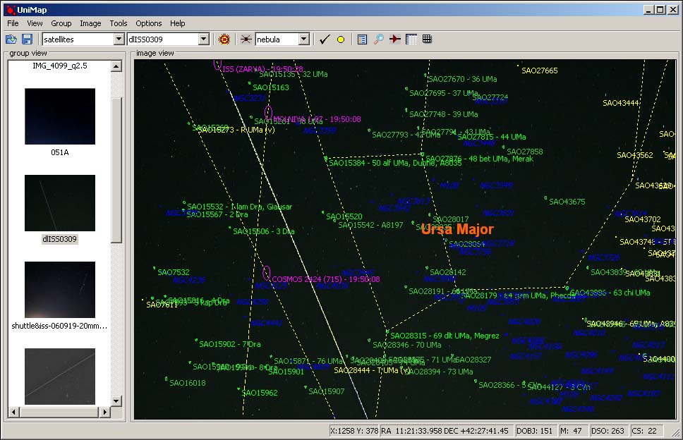 Artificial Eart Satellites (ISS) detection