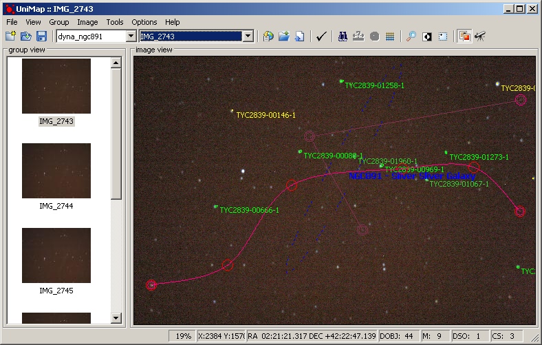 Trajectory discovered for an artificially created object passing over ngc891