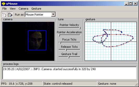 Control your mouse movements with a standard webcam