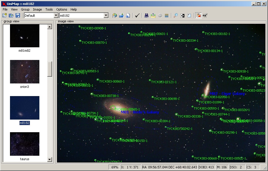 M81/M82 - Bode's galaxy and Cigar galaxy plate-solving