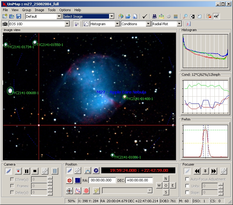 Integrated telescope and camera control - Instruments Screen - guiding with digital image