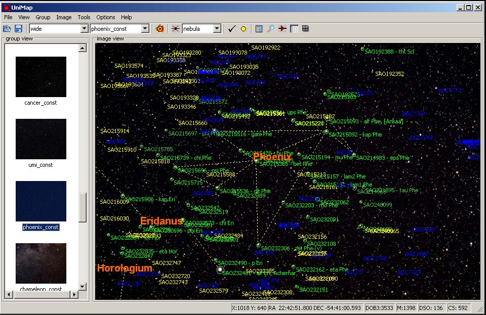 Unimap :: Image with astrometry data after matching/plate-solving