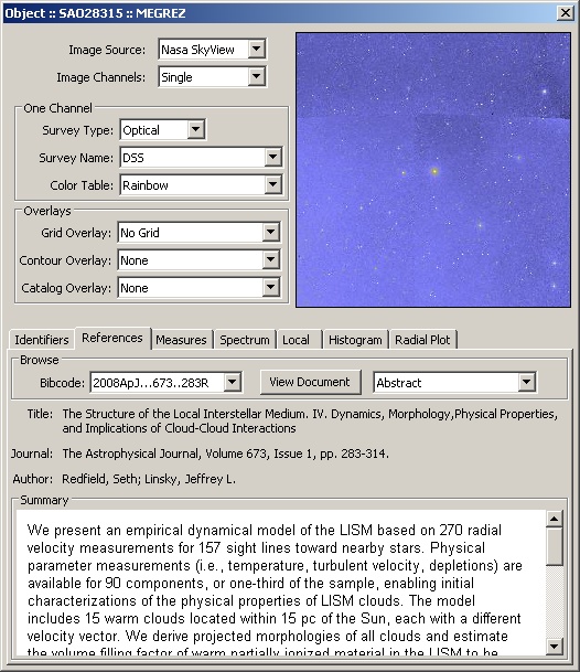 Sky Data - Object details Screen
